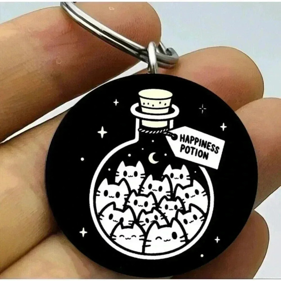 Baby Kitty Cat Happy Life Potion Cute Hot Keychain - Picture 1 of 1